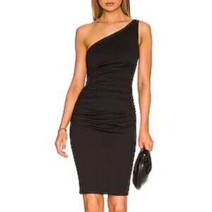 Susana Monaco One-Shoulder Midi Black Dress